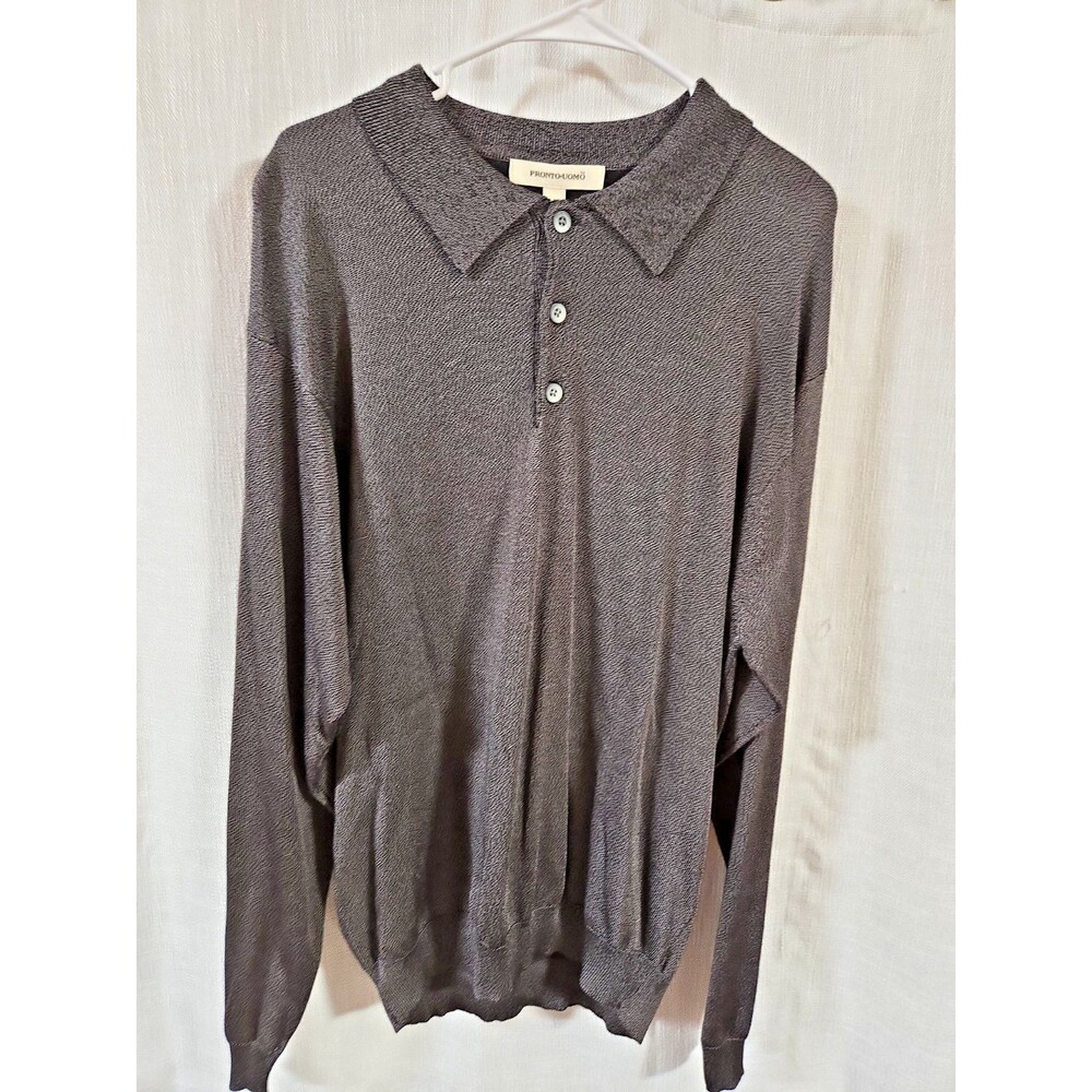 Vintage Pronto Uomo Firenze Mens Sweater Pullover Long Sleeve Knit Gray L NWT